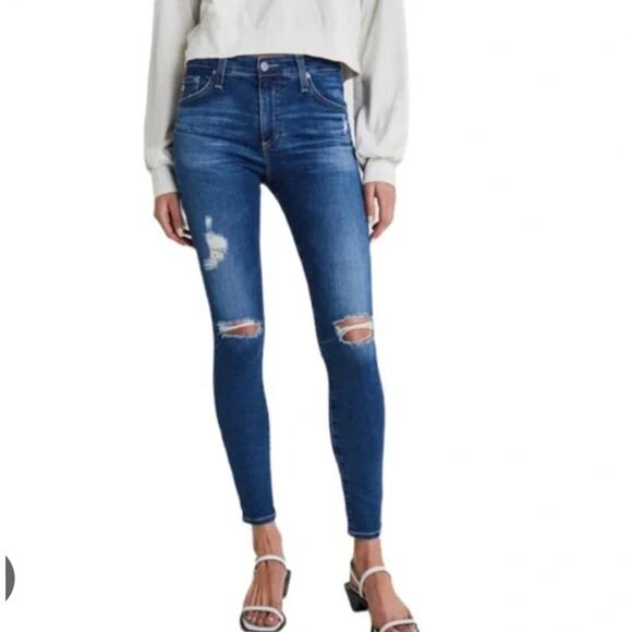 Adriano Goldschmied The Farrah High-Rise Skinny Ankle Women's Size 25R Blue Jean - Picture 1 of 14